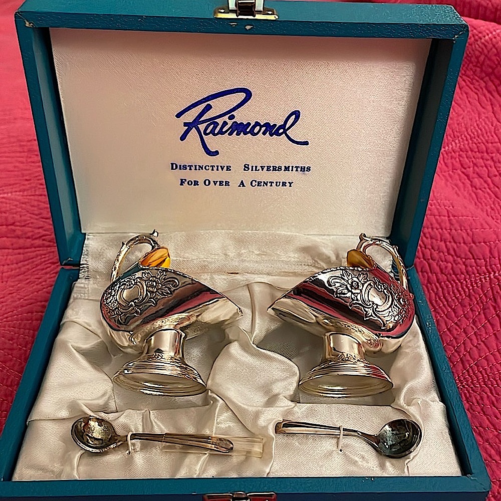 Raimond Silver Plated Sugar Scuttle/Scoop Gold Wash Interior, in original box